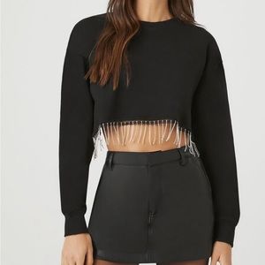 Forever 21 rhinestone crop pullover